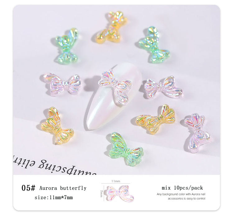NDE023 ForLife resin auror10 Pcs 3D Butterfly Nail Art Decorations Charm Ornaments Nail Polish DIY Japanese Style Manicure Design