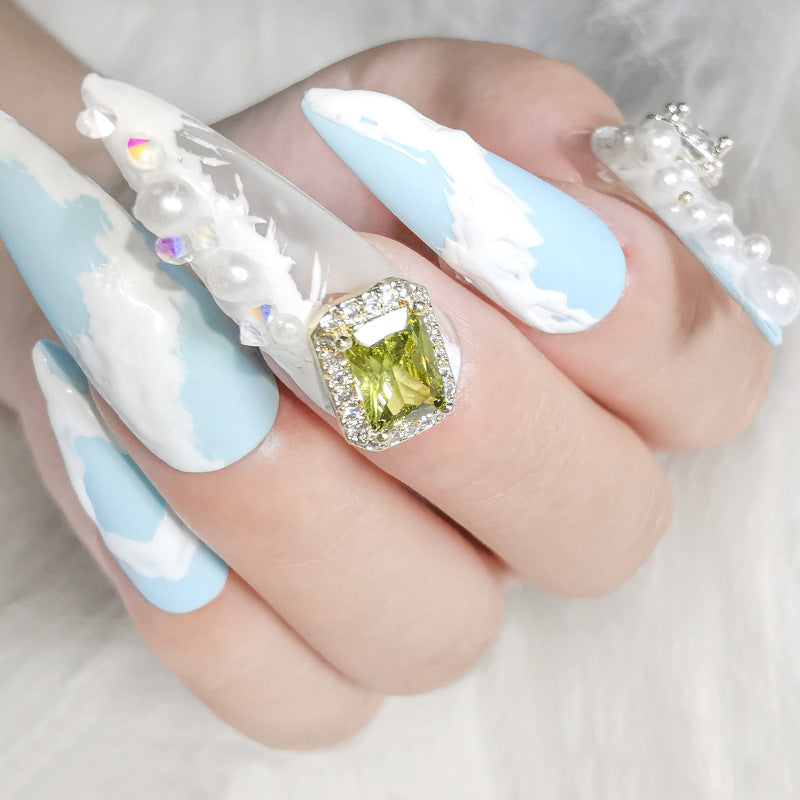 NZJ042 Colorful Zircon Gemstone Octagon Heart Diamond Alloy DIY Nail Art Charms for Nail Manicure Design