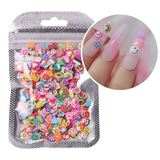 NDE055 ForLife Nail Art Decorations Soft Polymer Clay Fruit Slices Mixed Fruit Patterns Colorful DIY Decoration 1000pcs