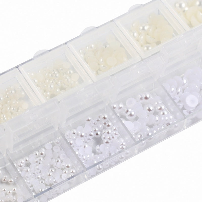 NDE006 ForLife Mixed Pearl Ornaments Rice White Pure White Illusion Color Flat Bottom Round Nails UV Gel 3d Nail Art Decoration