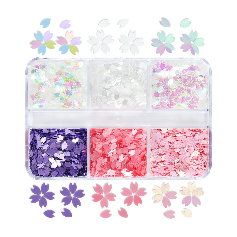 NDE065 Newest Flower Steel Ball Nail Art Accessories Ultra Thin Cherry Blossom Petals Sequins