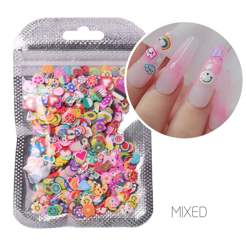 NDE055 ForLife Nail Art Decorations Soft Polymer Clay Fruit Slices Mixed Fruit Patterns Colorful DIY Decoration 1000pcs