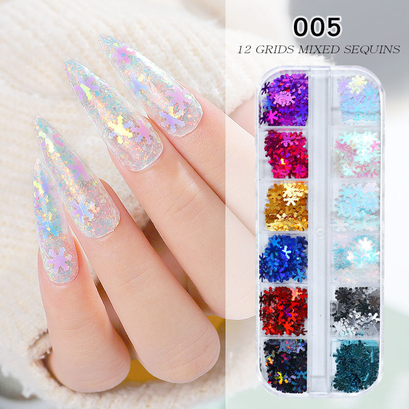 NDE035 ForLife Heart Shape Nail Glitter laser Sequins 3D Nail Art Decorations Flakes Tips 12 Color DIY Manicure sequins