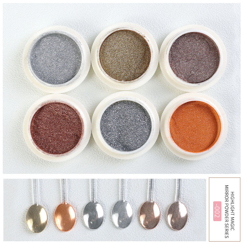 FNP001 Wholesale High Quality 6pcs/box Highlight Magic Mirror Powder Press On Nail For Fashionable Nail Decoration