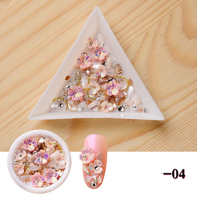NDE015 ForLife 3D Nail Art Rhinestones Decoration Five Petals Flower Gold Pearls Decorations Nail Art Sticker Tool Manicure Art