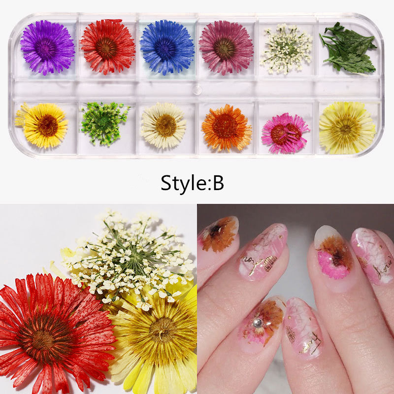 NDE001 ForLife Mix Dried Flowers Nail Decorations Jewelry Natural Floral Leaf Stickers 3D Nail Art Designs Polish Manicure