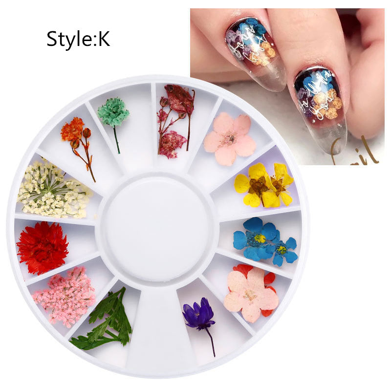 NDE001 ForLife Mix Dried Flowers Nail Decorations Jewelry Natural Floral Leaf Stickers 3D Nail Art Designs Polish Manicure