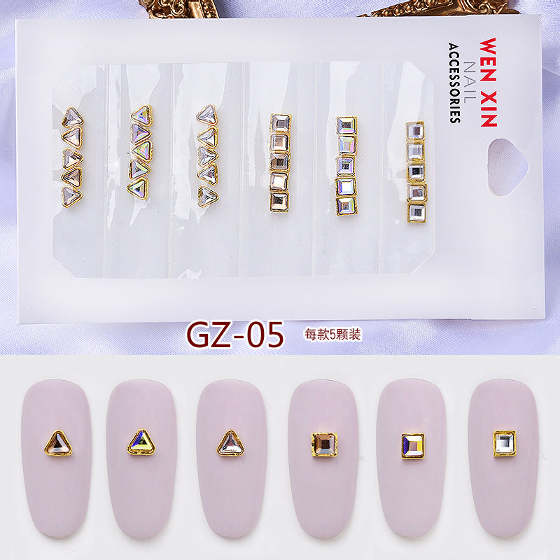 NRS007 ForLife 6 Grid Pack Flatback Nail Art Crystal Rhinestones Zircon Decorations 3d Alloy Retro Nail Accessories DIY tools