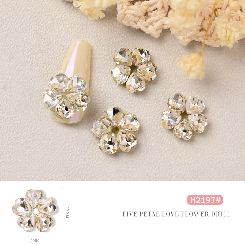 NDE048 2021 New Nail Art Love Heart Rhinestone Jewelry Luxury Shiny Nail Decoration Nail Polish Glue Diamond