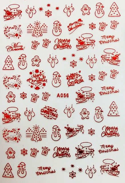 NS5D028  ForLife 3D Nail Art Christmas Slider Wraps Snowflake Elk Santa Adhesive Flame Sticker Red Gold Manicure Nails Designs