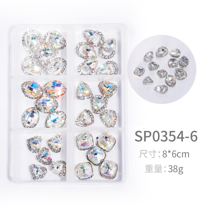 NZJ064 New Snake Planet Zircon Rhinestone Six-Grid Alloy Jewelry Wholesale 2022 New Nail Art Alloy Jewelry Vintage big drill pile drill