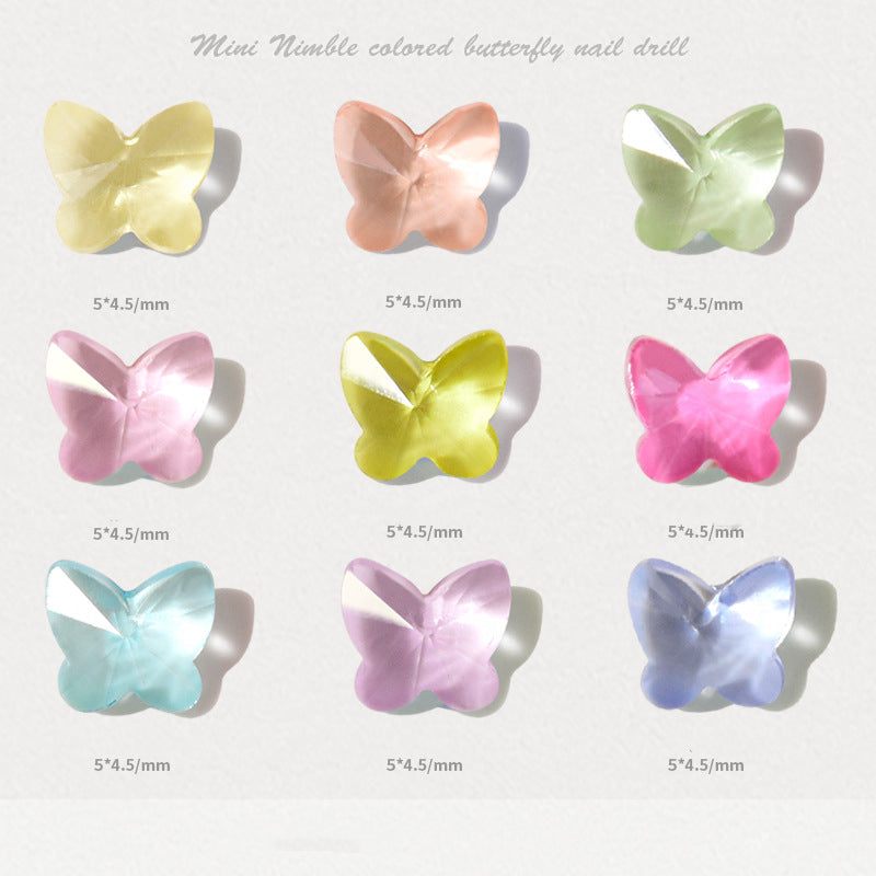 NZJ013 30pcs mixed Nail Crystal Butterfly Summer Color Clear 3D Butterfly Nail Art Jewelry