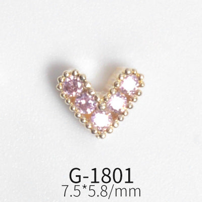 NZJ042 Colorful Zircon Gemstone Octagon Heart Diamond Alloy DIY Nail Art Charms for Nail Manicure Design