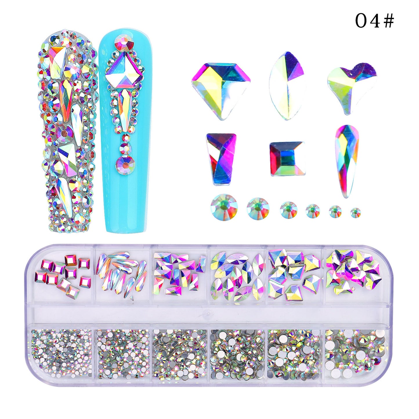NRS027 ForLife Flat Bottom Glass Nail Rhinestones Decorations Crystal 3d Nail Art Accessories Shaped rhinestones