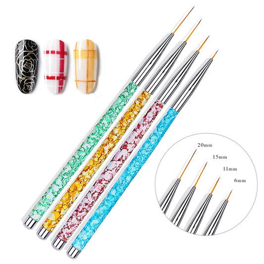 NBR006 ForLife 4Pcs/Set Nail Art Liner Gird Stripes Drawing Brushes Marble Printed Gradient UV Gel Polish Painting Pen DIY Tips