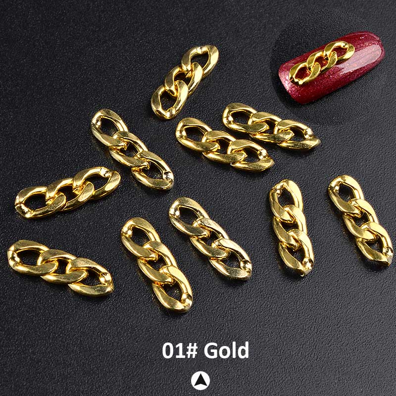 NDE030 ForLife Metal Zipper Design Metal Nail Chains 3d DIY Nail Art Decorations