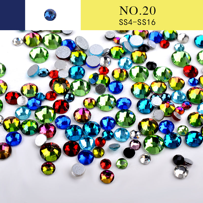 NRS014 Nail Art Rhinestone Mix SS4-SS20 Size Glass Flatback Crystal Non Hotfix 3d Nails Art Decorations
