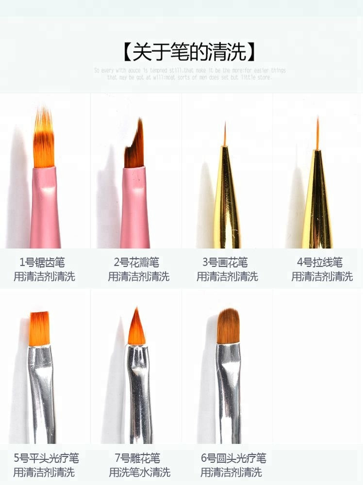 NAB009 ForLife 7 Style Gradient Mermaid Nail Art Painting Liner Brush UV Gel Polish 3D French Tips Sculpture Drawing Pen