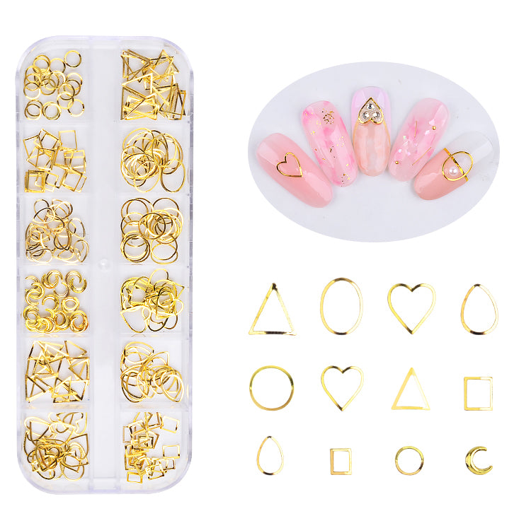 NDE032 ForLife New Hot 240pcs/box Rose Gold Metal Alloy 3d Nail Art Decoration Nail Art Sticker Accessories 4 Options