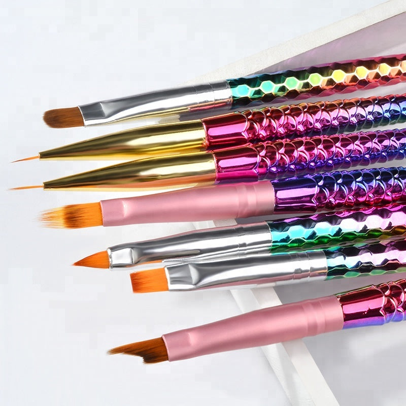 NAB009 ForLife 7 Style Gradient Mermaid Nail Art Painting Liner Brush UV Gel Polish 3D French Tips Sculpture Drawing Pen