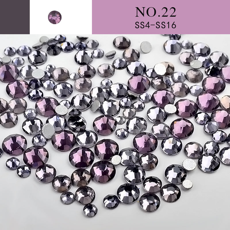 NRS014 Nail Art Rhinestone Mix SS4-SS20 Size Glass Flatback Crystal Non Hotfix 3d Nails Art Decorations