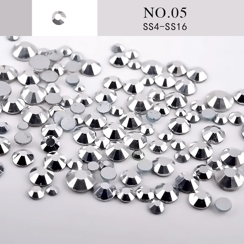 NRS014 Nail Art Rhinestone Mix SS4-SS20 Size Glass Flatback Crystal Non Hotfix 3d Nails Art Decorations