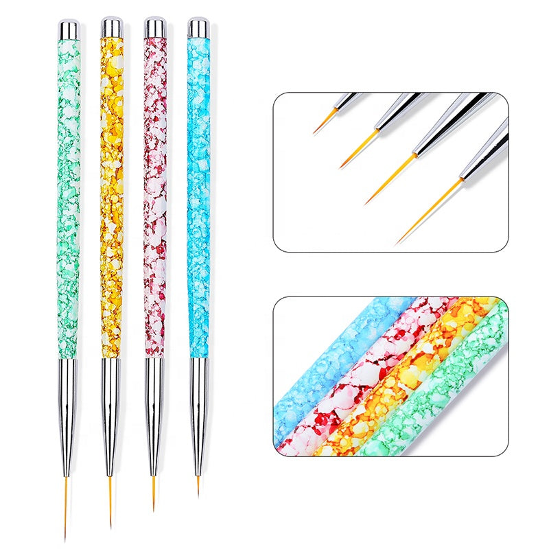 NBR006 ForLife 4Pcs/Set Nail Art Liner Gird Stripes Drawing Brushes Marble Printed Gradient UV Gel Polish Painting Pen DIY Tips