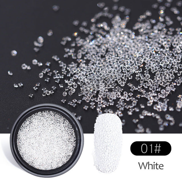 NRS009 ForLife 1Box Glass Nail Caviar Tiny Rhinestones Micro Pixie Crystals 3d Sharp End Glitter Strass For Nails Art Decorations