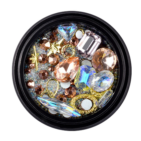 NDE027 ForLife Mixed Style Metal Studs Mini Glass Crystal Rhinestone Nail Art Designs Decoration in Box