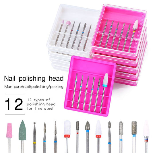 NDB029  6Pcs Nail Drill Bits Diamond Set Silicone Cutters For Manicure Ceramic Machine Milling Cutter For Manicure