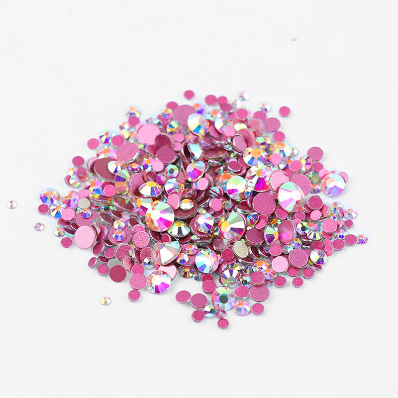 NRS005 ForLife New 8 Colors Muliti Size 1440 Pcs Mix Size AB Crystal Glass Rhinestones Nail Non Hotfix Flatbacks Nail Decorations