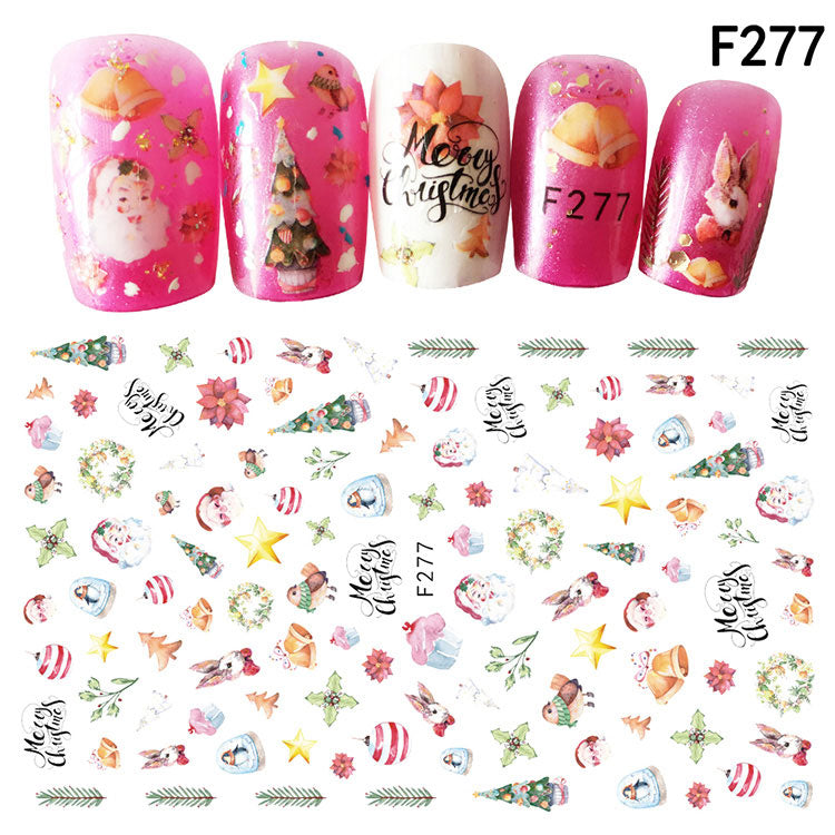 NS5D027  ForLife 1Pcs Christmas Series 3d Adhesive Nail Stickers Decorations Snowman Boots Tress Xmas Designs Nail Beauty Stickers