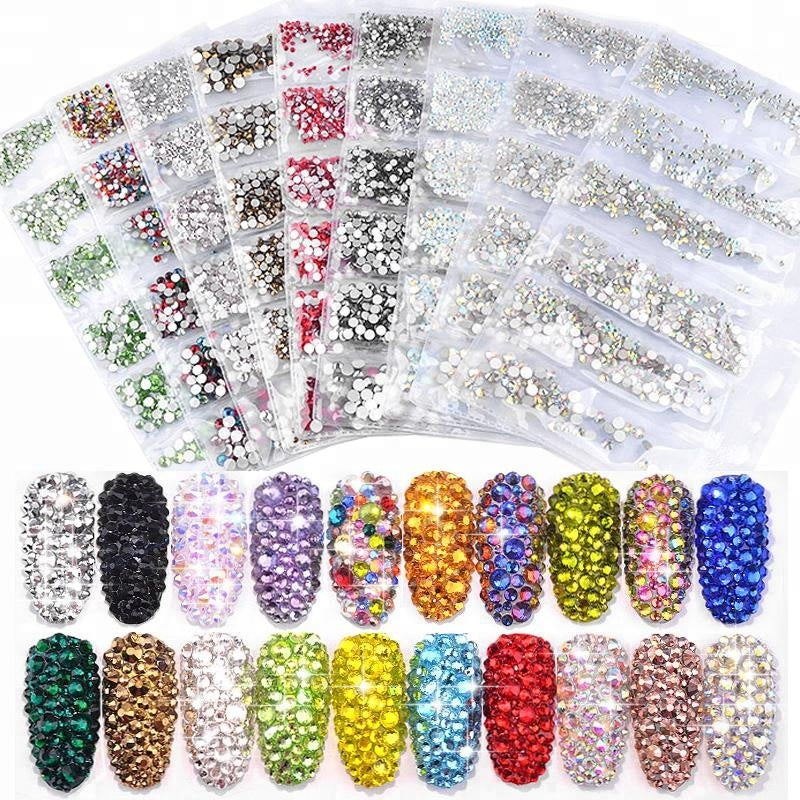 NRS006 ForLife Glass Flatback Crystal Nail Rhinestones Muliti-size Charm Nail Art Decorations