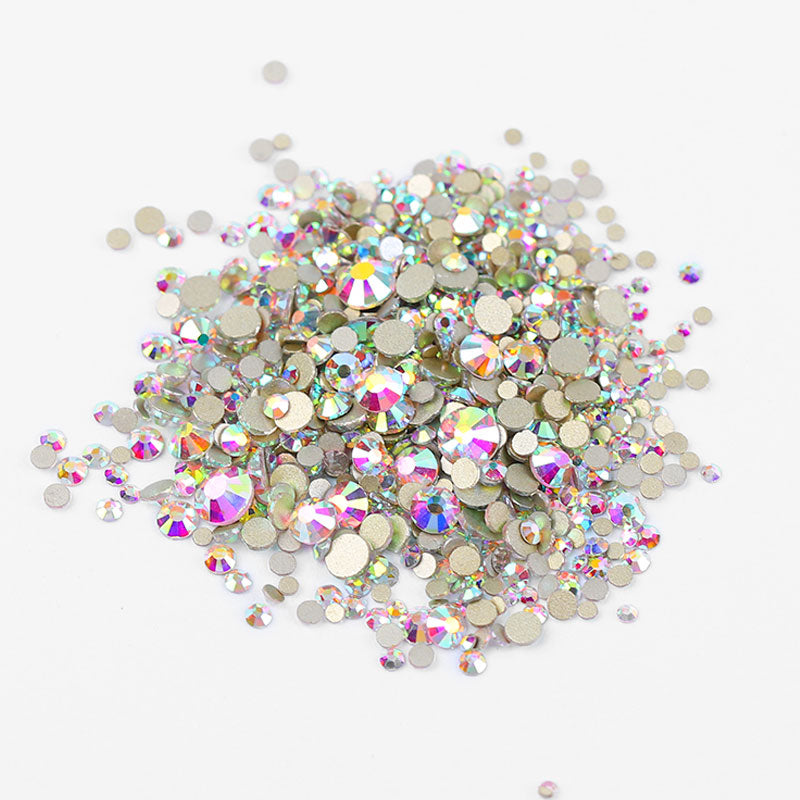 NRS005 ForLife New 8 Colors Muliti Size 1440 Pcs Mix Size AB Crystal Glass Rhinestones Nail Non Hotfix Flatbacks Nail Decorations