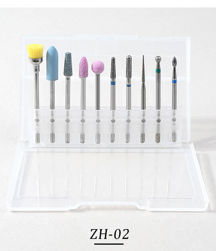NDB003 10pcs Diamond Rotate Burr Nail Drill Bits Set Silicone Polishing Accessories Manicure Electric Machine Cutters Tool