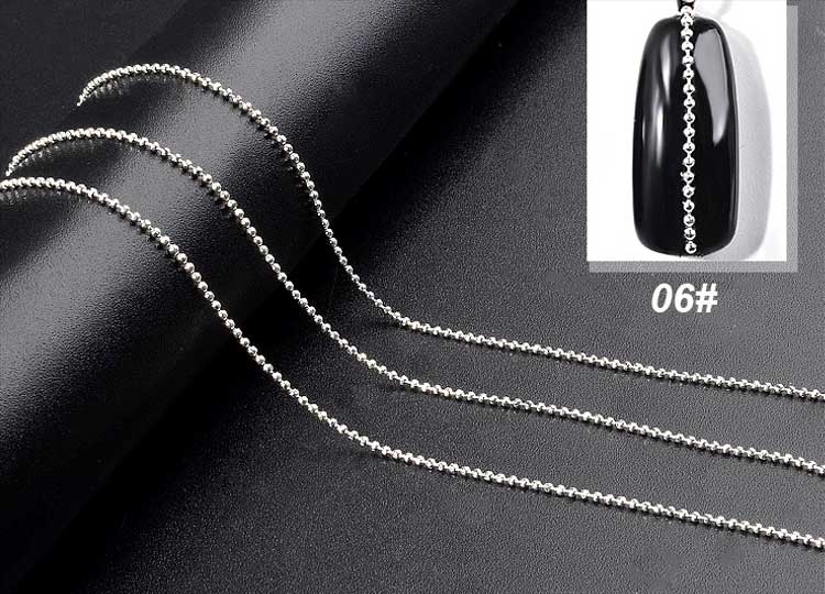 NDE028 ForLife Gold Silver Metal Punk Design 3d Nail Art Chain Decorations DIY Nail Accessories
