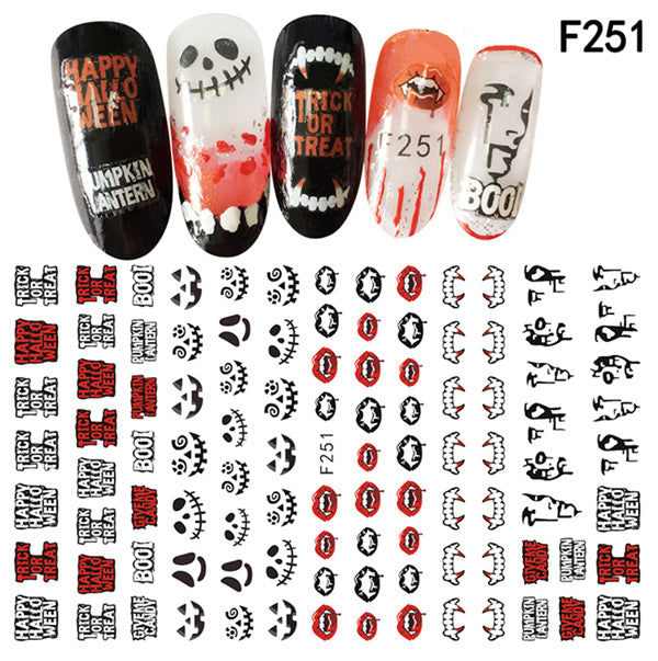 NS5D010  ForLife New Skull Pumpkkin Halloween Nail Art Stickers Decorations 3d Adhesive Salon Beauty Nail Stickers