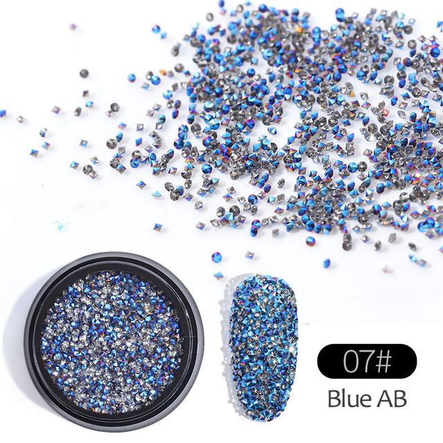 NRS009 ForLife 1Box Glass Nail Caviar Tiny Rhinestones Micro Pixie Crystals 3d Sharp End Glitter Strass For Nails Art Decorations