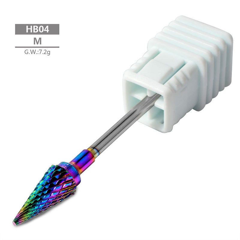 NDB020  Rainbow Tungsten Bullet Flame Nail Drill Bit Carbide Milling Cutter Manicure Electric Machine Drill Bits
