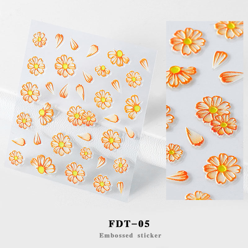 NS5D012   ForLife 2019 New Design 5D Embossed Charm Flowers Nail Art Stickers Decorations