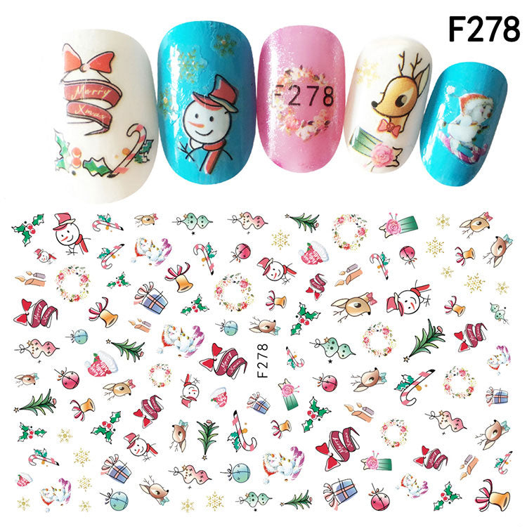 NS5D027  ForLife 1Pcs Christmas Series 3d Adhesive Nail Stickers Decorations Snowman Boots Tress Xmas Designs Nail Beauty Stickers