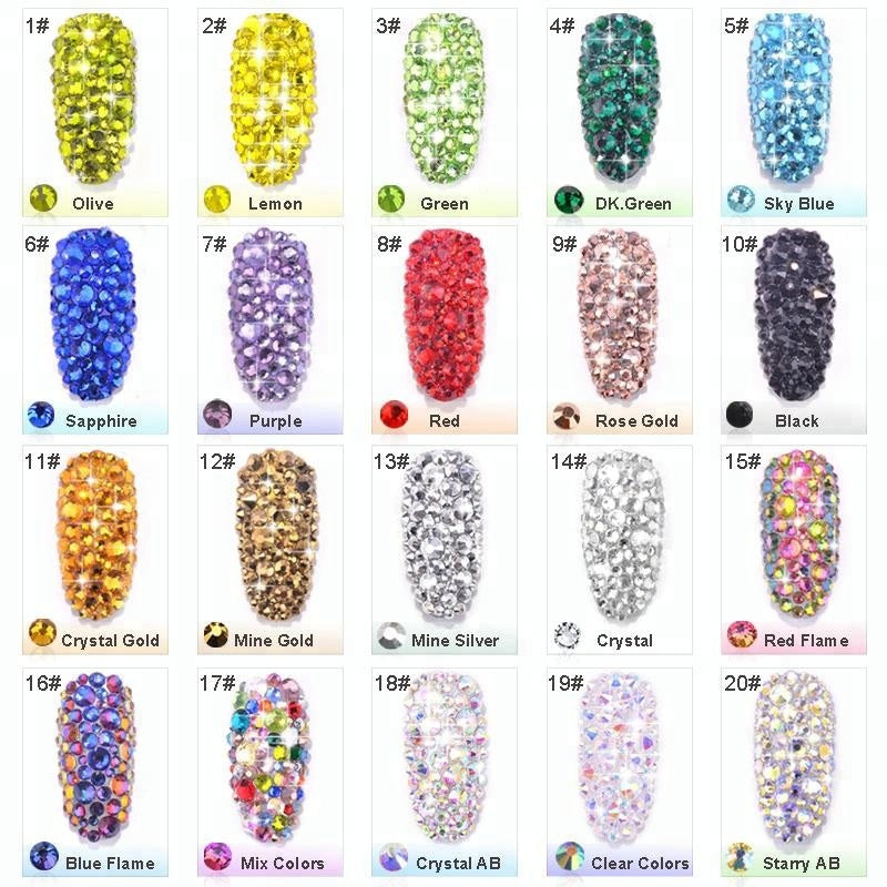 NRS006 ForLife Glass Flatback Crystal Nail Rhinestones Muliti-size Charm Nail Art Decorations