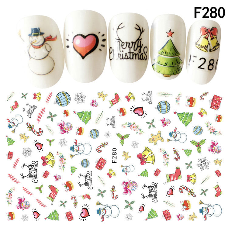 NS5D027  ForLife 1Pcs Christmas Series 3d Adhesive Nail Stickers Decorations Snowman Boots Tress Xmas Designs Nail Beauty Stickers