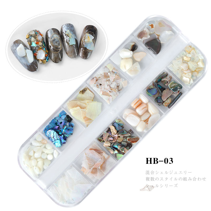 NDE062 12colors Irregular Crushed Natural Shell Nail Art Stone Manicure Nail Decorations