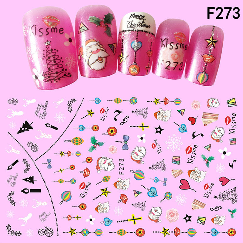 NS5D027  ForLife 1Pcs Christmas Series 3d Adhesive Nail Stickers Decorations Snowman Boots Tress Xmas Designs Nail Beauty Stickers