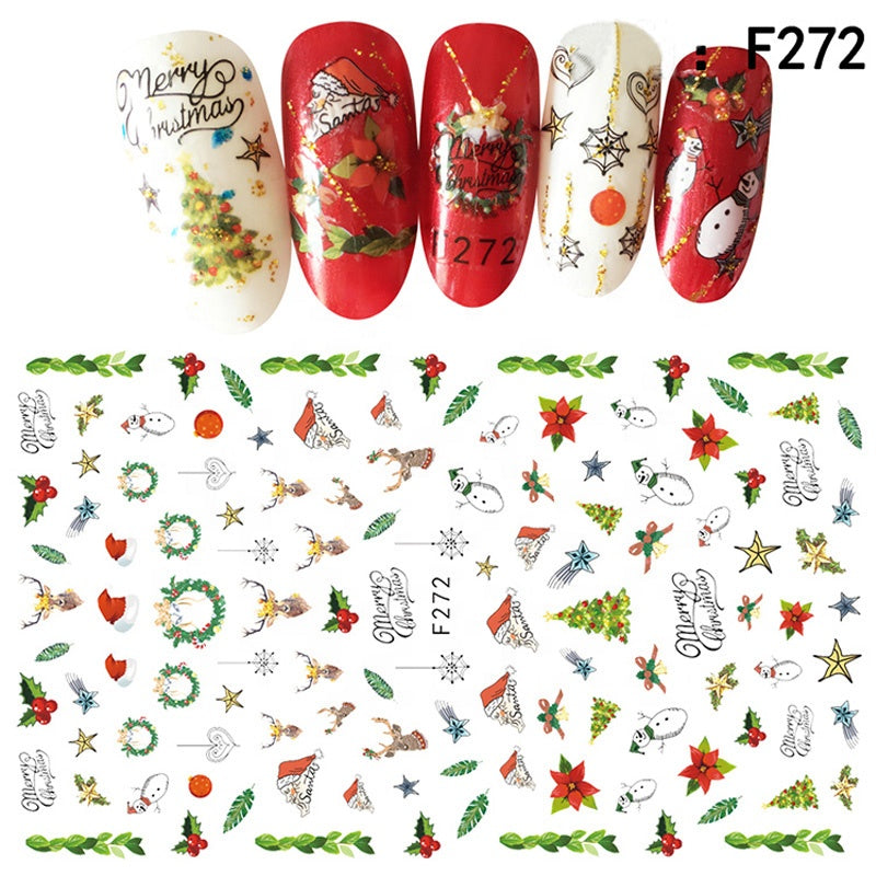 NS5D027  ForLife 1Pcs Christmas Series 3d Adhesive Nail Stickers Decorations Snowman Boots Tress Xmas Designs Nail Beauty Stickers
