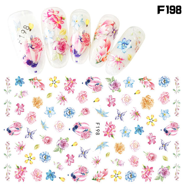 NS5D009  ForLife Flower Series Nail Decal Stickers Sakura Daisy Lavender Floral Pattern 3d Transfer Sticker