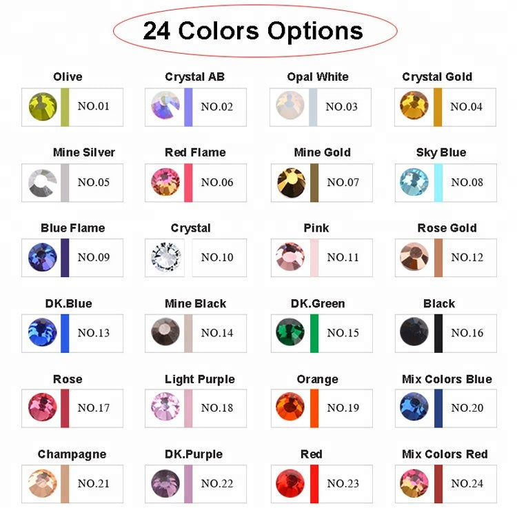 NRS014 Nail Art Rhinestone Mix SS4-SS20 Size Glass Flatback Crystal Non Hotfix 3d Nails Art Decorations