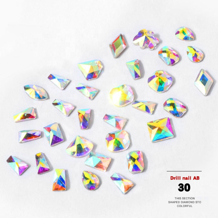 NRS019 Crystal AB 3D Nail Art Rhinestones Gem 1440pcs/bag Flatback Stones DIY Decorations Manicure Diamond Jewelry Different Shapes