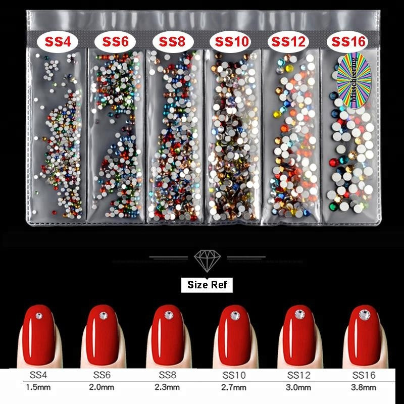 NRS006 ForLife Glass Flatback Crystal Nail Rhinestones Muliti-size Charm Nail Art Decorations